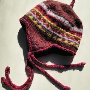 Beautiful Newari Wool Chullo Fleece Lined Ear Flap Hat